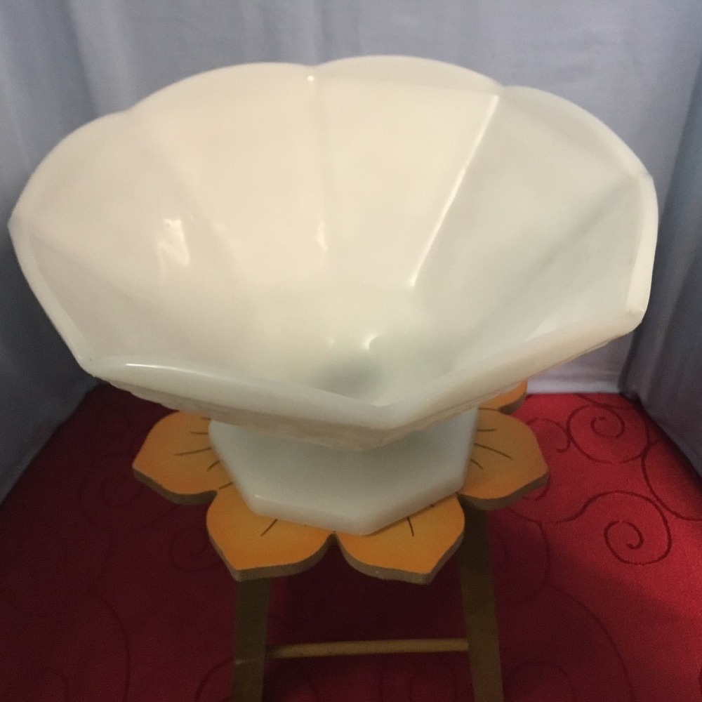 Milk Glass Paneled Grapes Compote Bowl